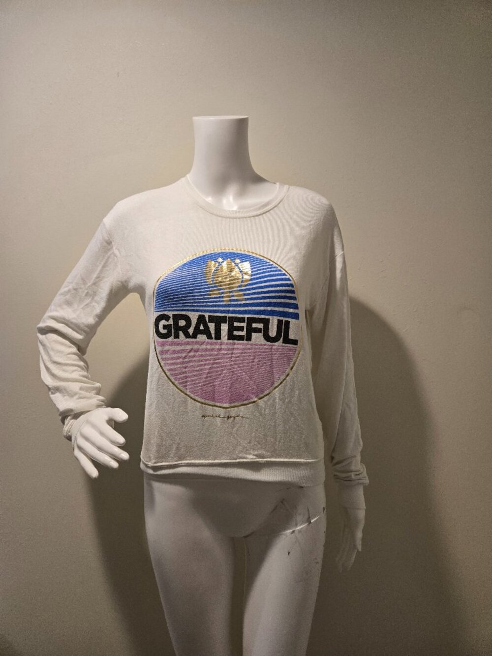 Spiritual Gangster Grateful White Crewneck Sweatshirt XS